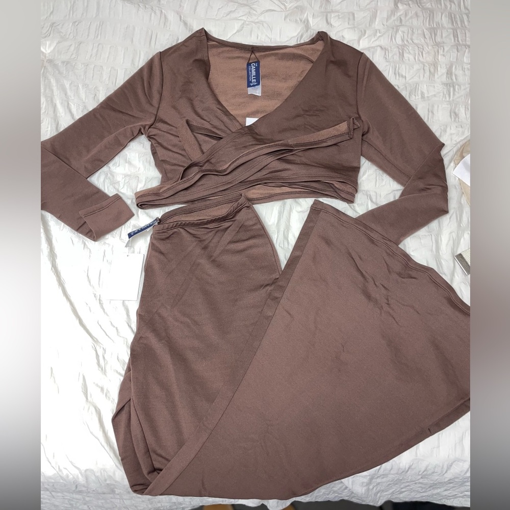 Wrap Top and Flare Leggings Set